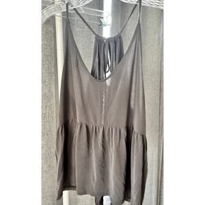 American Eagle Babydoll Halter Tank Top Gray Open Back Womens L